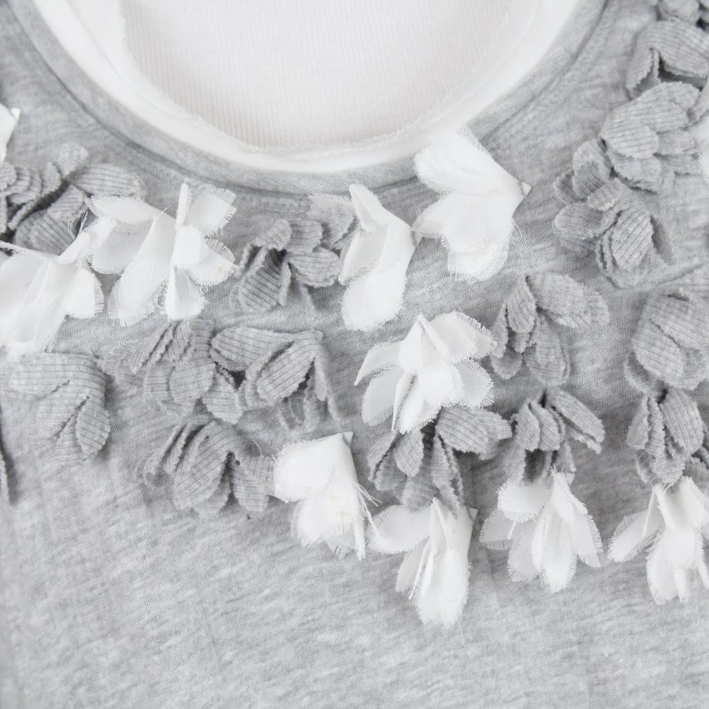 Anthropologie C Keer Floral Cutout Grey Sleeveless Top XS - Picture 3 of 13